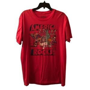 Ripple Junction Red America Rocks Schoolhouse Rock Scoop Neck Shirt L